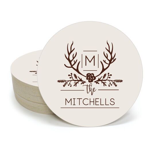 Family Antlers Round Coasters